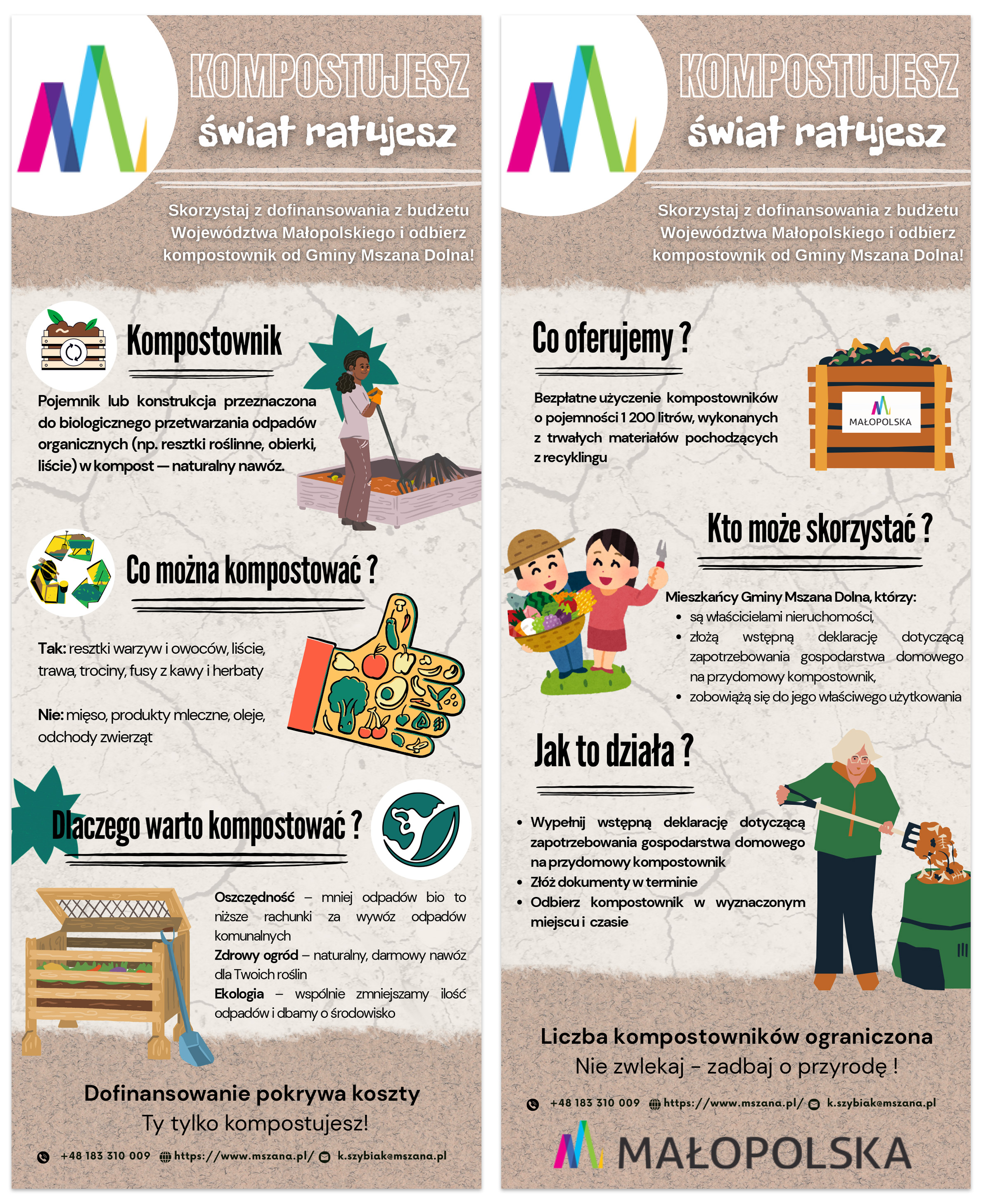 Ulotka promująca kompostowanie wydane przez Województwo Małopolskie